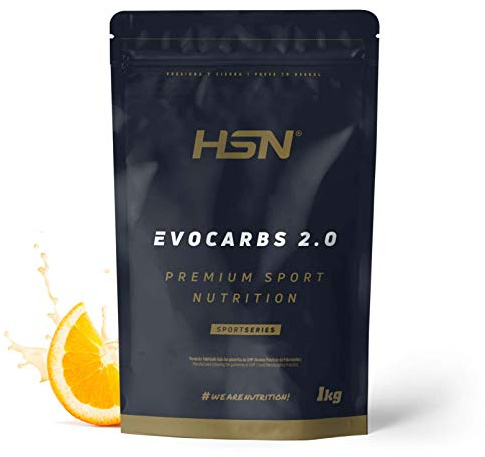 HSN Carbohidratos (Maltodextrina Dextrosa Fructosa) y Sales Minerales Evocarbs 2.0 | Naranja 1Kg | Bebida Isotónica en Polvo con Electrolitos | No Incluye Dosificador | Vegano, Sin Gluten