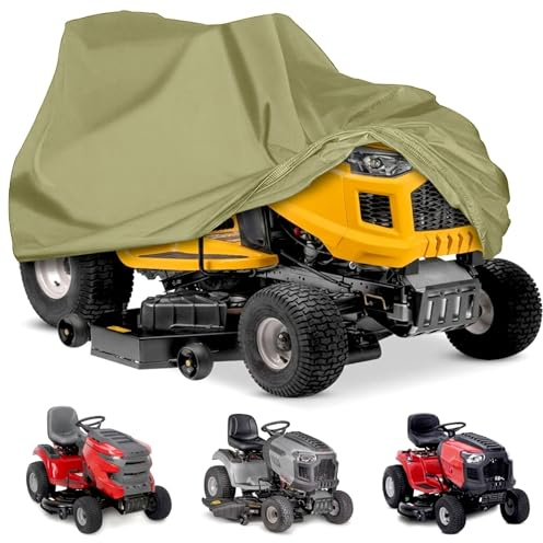 Pyle Riding Lawn Mower Cover, Waterproof Tractor Cover Universal Size, Durable, All Water Protection Covers for Your Rider Garden Tractor, Elastic Hem for Snug Fit, 72.0 x 44.0 x 46.0 Size (Green)