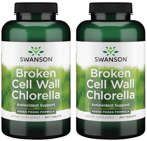 Swanson Broken Cell Wall Chlorella 500 mg 360 Tabs (2 Pack)