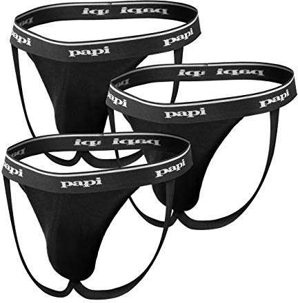 papi mens 3-pack Jockstrap, Athletic Supporter, Breathable Male Workout Underwear Pack of 3, Black, X-Large US