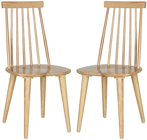 SAFAVIEH Burris Wood Accent Chair Set of 2, 17.7 Seat Natural AMH8511D