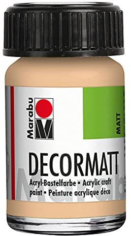 Marabu 14010039029 - Decormatt Acrylic Rosé Beige 029, 15 ml, vernice acrilica opaca a base d'acqua, cremosa e intensa, resistente alla saliva, resistente alle intemperie, per dipingere e disegnare liberamente