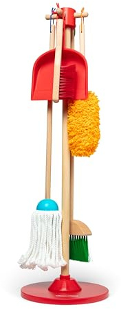Melissa & Doug - Putz Spielset - 6-teiliges Holzset mit Besen, Handfeger und Kehrschaufel, Staubwedel und Mop, für realistisches Rollenspiel und zur Mithilfe im Haushalt, für Kinder ab 3 Jahren