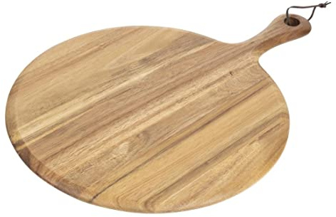 Olympia Round Chopping Paddle Board Wavy Handled in Acacia Wood - 330(пїЅ) mm