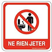 AUA SIGNALETIQUE - Plaque de porte Ne rien Jeter dans les WC PvcSign avec double face adhésif
