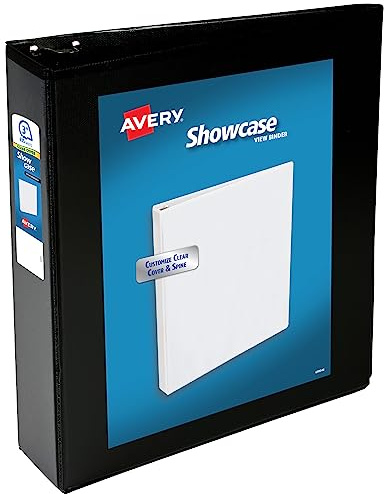 Avery Showcase Standard View 3 Ring Binder, 3 Slant Rings, 635-Sheet Capacity, 3.5 Inch Wide Spine, 1 Black Binder, Ideal for Lightweight Organization and Occasional Referencing (19750)