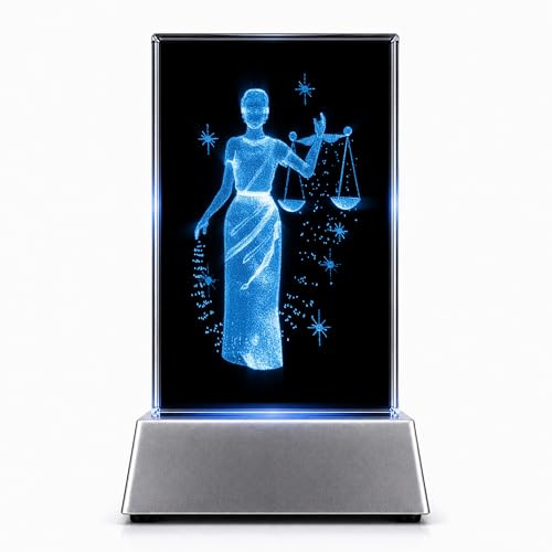 Kaltner Präsente Mood Light – una candela molto LED / cristallo blocco di vetro / incisione laser 3D Bilancia zodiacale