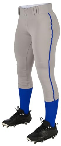 Champro Pantaloni da Softball a Vita Bassa da torneo da Donna con Profili Laterali, Pantaloni Tradizionali a Vita Bassa con Treccia
