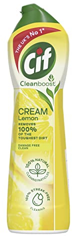 Cif Lemon Cream Cleaner Nettoyant de surface multifonction avec particules nettoyantes 100% naturelles élimine 100% des saletés les plus tenaces 500 ml