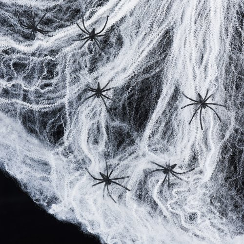 Lights4fun Spinnennetz inkl. 6 Spinnen Halloween Deko