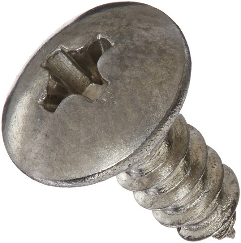18-8 Stainless Steel Sheet Metal Screw, Plain Finish, Truss Head, Phillips Drive, Type AB, #4-24 Thread Size, 5/16 Length (Pack of 100)