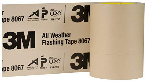 3M All Weather Flashing Tape 8067, 6 in x 75 ft, 1 Roll, Adhesive Backed Split Liner, Prevents Moisture Intrusion, Waterproof Flashing Seals Doors, Windows, Openings in Wood Frame Construction