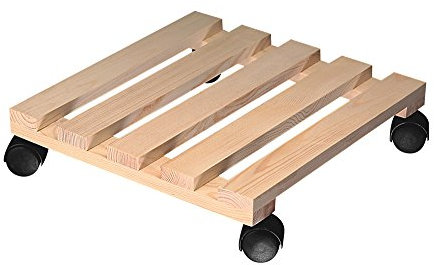 KESPER 69100 Pflanzenroller eckig aus FSC-zertifiziertem Kiefernholz/Pflanzenstand/Rollunterlage