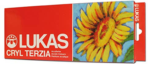 LUKAS CRYL TERZIA, Acrylfarbenset 12 x 12 ml Aluminiumtuben im Karton-Etui, Primärfarben