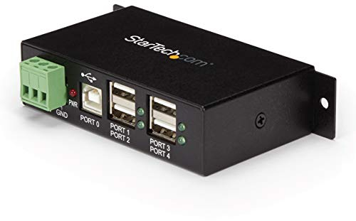 StarTech.com 4-Port Industrial USB 2.0 Hub with ESD Protection - Mountable - Multiport Hub (ST4200USBM),black