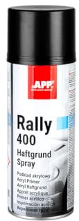 APP Rally 400 Acryl Primer Spray - Apprêt universel noir | Bombe peinture d'appret avec une excellente adhérence | Appret pour carrosserie, metal, plastique, bois | 400 ml | Noir