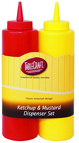 TableCraft Nostalgia 2-Piece Ketchup and Mustard Dispenser Set, 12-Ounce, Red/Yellow