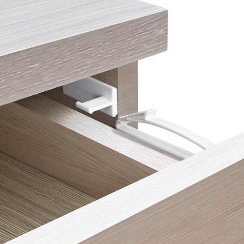 Coolrunner Child Safety Locks, 4 Pack Baby Proofing Drawers Locks, Baby Safety Invisible Drawer Latches with Strong Adhesive for Baby Care - No Tools or Drilling Required