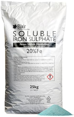 Elixir Gardens Lawn Tonic | Sulphate of Iron (Ferrous Sulphate 20%) | Iron Sulphate | 25 kg | Makes 2000L of liquid feed