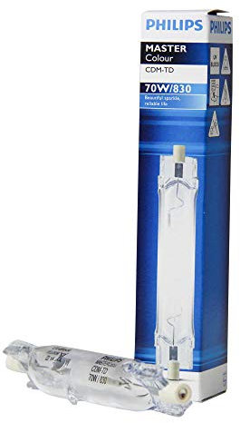 70 Watt Double Ended Rx7s Metal Halide Lamp in Warm White Light 3000K Long Life Philips MASTERColour CDM-TD 197825 70W/830