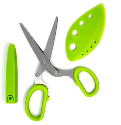 Norpro Multi Blade Herb Scissors with Blade Cleaner, 8-inch, Green