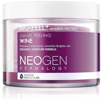 DERMALOGY by NEOGENLAB Bio-Peel Gauze Peeling Pads (Wine, 30 pads) – Exfoliating & Firming Facial Pads with PHA, Red Wine, Resveratrol & Hyaluronic Acid – Korean Skincare K-Beauty