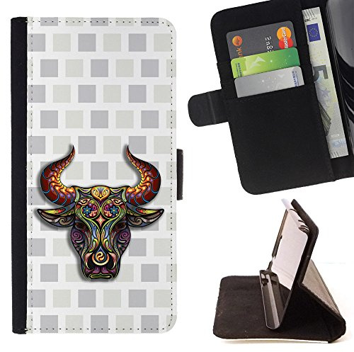 BeanShells [ MICROSOFT LUMIA 850 Case ][ Flip Cover Leather Wallet ] - Powerful Bull Modern Trippy