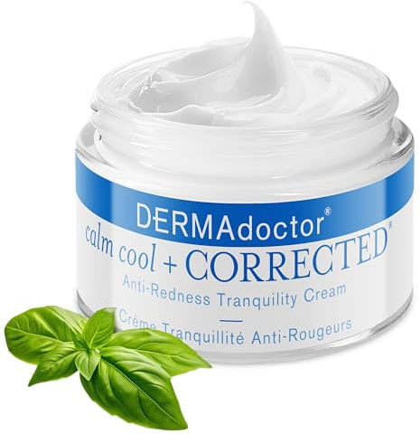 DERMAdoctor Redness & Itchy Skin Relief Calm Cool + Corrected Tranquility Cream for Sensitive Skin | moisturizing face cream Hydration with Squalane & Hyaluronic Acid White Tea Extract – 48 Grams