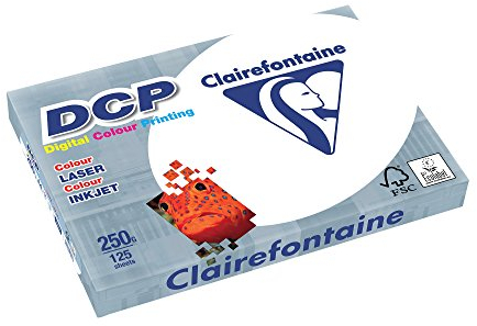 Clairefontaine 1857SC Druckerpapier DCP Premium Kopierpapier für farbintensiven Bilderdruck, DIN A4, 21 x 29,7cm, 250g, 1 Ries mit 125 Blatt, Weiß