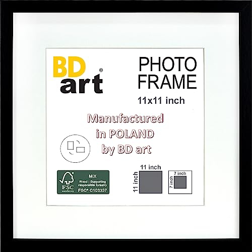 BD ART 28 x 28 cm Bilderrahmen Quadratisch mit Passepartout 20 x 20 cm, Schwarz