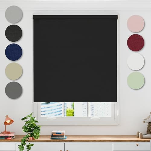 Whitehouse Aurora Thermal Blackout Black 120cms Wide Straight Edged Roller Blind