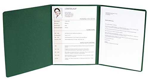 Exacompta 49703B vertikale Prägung Bewerbungsmappe (3-teilig mit 2 Klemmschienen Kapazität, 30 Blatt aus Manila-Leinen-Karton, 400 g, DIN A4, 21 x 29,7 cm) grün