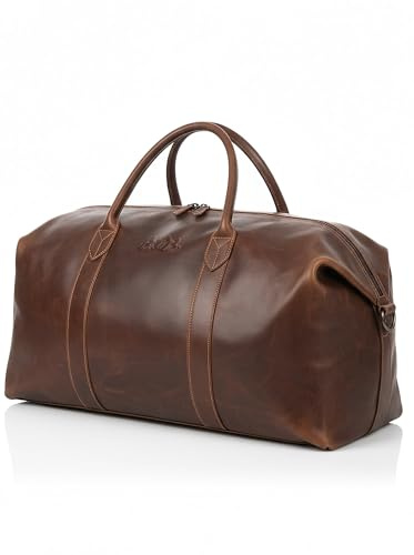 SID & VAIN große XL Reisetasche echt Leder - Sporttasche groß Chester XXL - Weekender Handgepäck Herrentasche mit Schultergurt - Ledertasche Herren braun handgefertigt