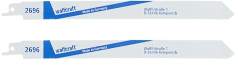 wolfcraft Säbelsägeblätter BiM, Blech, Stahl, Rohre 1,5-4 mm, feine Schnitte, 2 Stück, 2696000