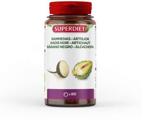 SUPERDIET - RÁBANO NEGRO ALCACHOFA BIO - Aliado del Hígado - Contribuye al drenaje - Fabricado en Francia - 80 Comprimidos