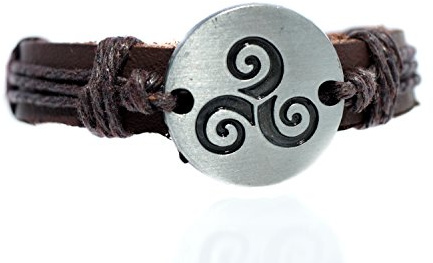 Teen Wolf Derek Hale Triskel Bracelet, Leather Werewolf Bracelet with Symbol, 17 cm, Leather, Without Stone, 17 cm, Leather, without stone