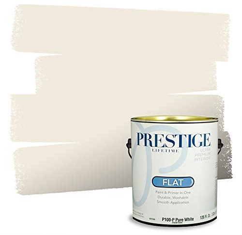 PRESTIGE Paints Interior Paint and Primer In One, 1-Gallon, Flat, Comparable Match of Sherwin Williams* Dover White*