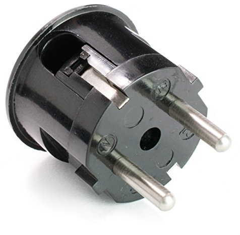 Schuko-Stecker aus Duroplast (Bakelit-Optik), Winkelstecker, schwarz