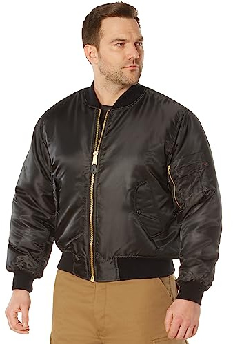 Rothco MA-1 Flight Jacket – Iconic Bomber Style Cold Weather Coat Windbreaker, Black, M