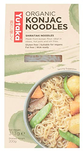 Yutaka Organic Konjac Noodles 375g (Pack of 6) | Japanese Shirataki Noodles | Low-Calorie, Low-Carb & Fat-Free | Ideal for Stir-Fries, Soups, Salads & Hot Pots | Vegan & Gluten-Free