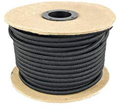 Elastic Bungee Cord. 3/16, 3/8, 1/4, 5/16, 1/8. 50 and 100 Foot Spools. Weather and Abrasion Resistant. Used for Tie Downs, Crafting, DIY Projects. Black Shock Cord. Made in The USA