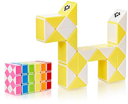 CUBIDI® Original Magic Snake - 24 Blöcke Gelb | Knobelspiele für Kinder und Erwachsene | Ideal als Mitgebsel Kindergeburtstag, Kindergeburtstag Gastgeschenke oder kleine Geschenke für Kinder