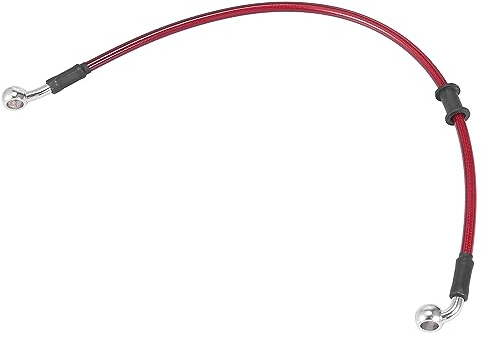 Motoforti, tubo idraulico rinforzato per freno e frizione di moto, 50 cm - 19.69, in acciaio inossidabile intrecciato, colore rosso