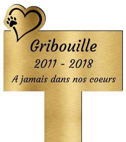 Piquet Funéraire Commémoratif Personnalisé - Souvenir pour Animaux - Piquet Plaque Funéraire Animaux - Texte Personnalisable (Coeur)