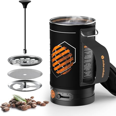 Portable Camping Coffee Maker, Electric French Press, Travel Kettle, 120V