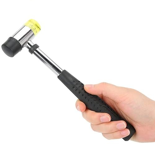 CABLEPELADO Martillo de goma de doble cara de instalación, Martillo de mazo, Martillo suave, Maza de goma, Martillo de impacto suave, Martillo de cabeza desmontable, 25 mm diámetro cabeza