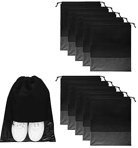 10 Stück Reiseschuhtasche, Schuhbeutel, Schuhaufbewahrungstasche mit durchsichtigem Fenster für den Alltag und Reisen(Schwarz)