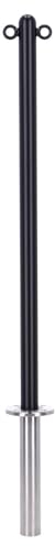 TIBU Absperrpfosten Edelstahl Schwarz mit Bodenhülse Verbindungspfosten als Kettenpfosten Sperrpfosten Parkpfosten