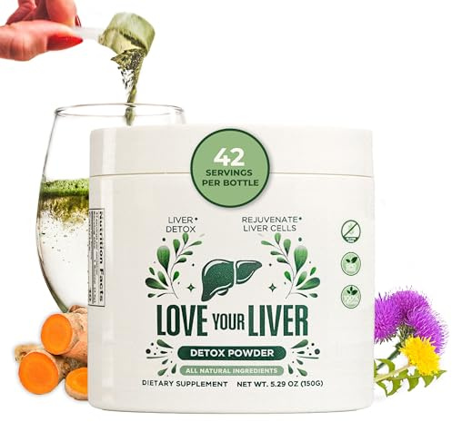 Love Your Liver Detox Cleanse Powder - 42 Servings of Liver Cleanse Detox & Repair with Milk Thistle, Dandelion Root, Turmeric, Artichoke Leaf - Liver Supplement Drink Powder for Liver Health