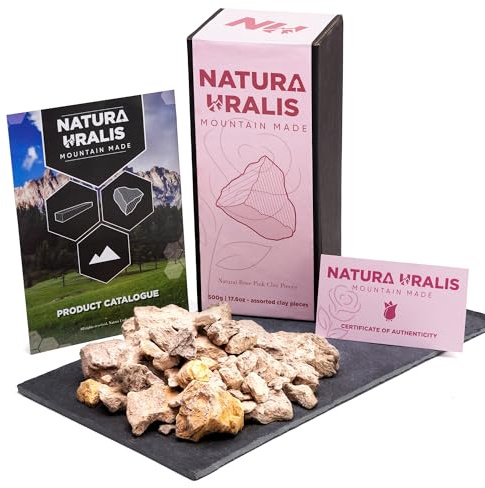 Natura Uralis Rosaröd Lerjord | 500g av Naturlig Rosaröd Lerjord, Off-White till Pastellrosa - Otrolig Knas, Tillfredsställande Jordig, Sammetlik Och Fast Textur, ASMR Sensation